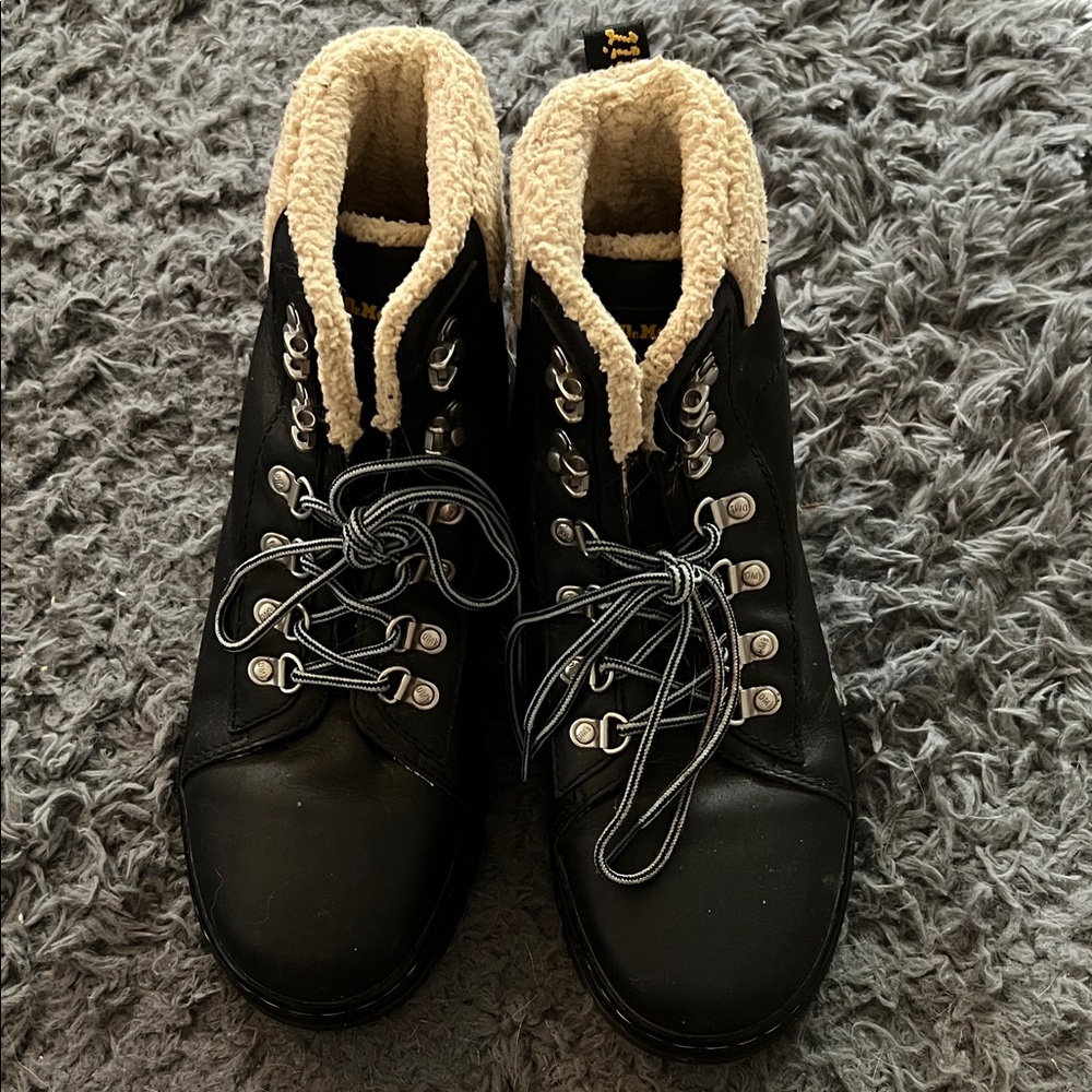 Dr. Martens Black Boots with Cream Lining